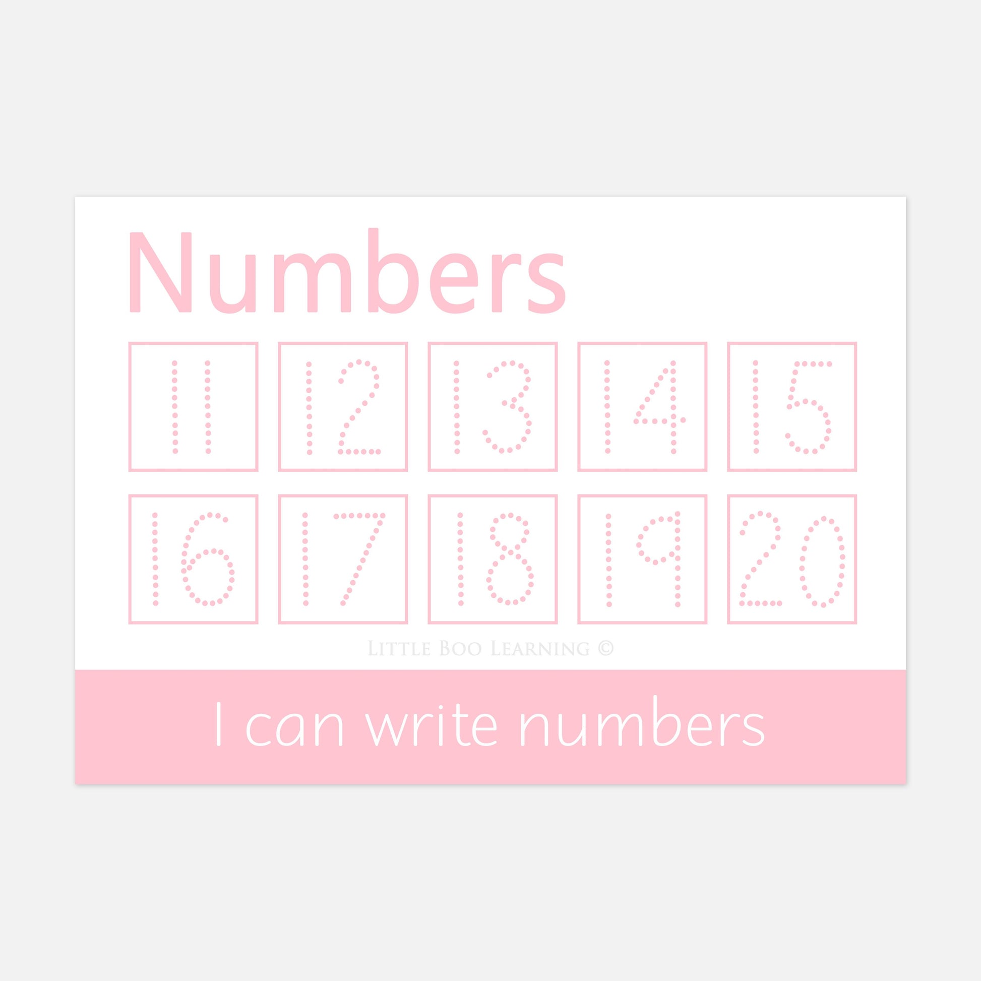 Personalised Numbers 11-20 Learning Mat (WIPE CLEAN)-Little Boo Learning-Learning Mat,learning mats,Numbers,tracing,wipe clean