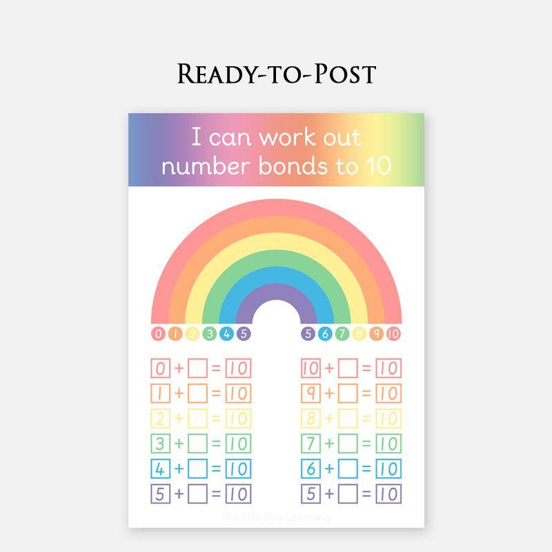 READY-TO-POST Number Bonds to 10 Learning Mat-Little Boo Learning-