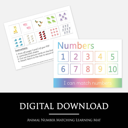Animal Number Matching Learning Mat | Digital Download-Little Boo Learning-normal