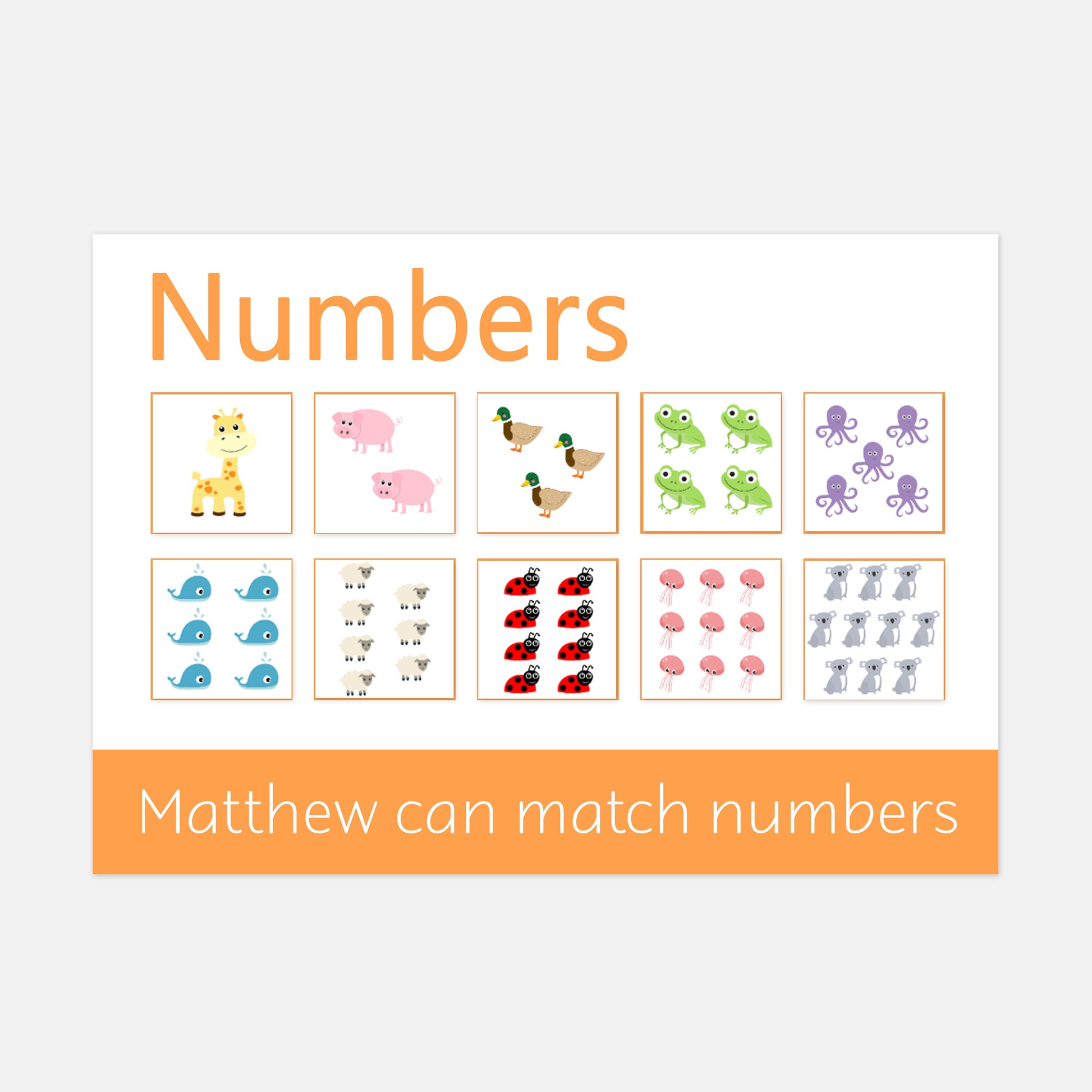Personalised Numbers Learning Mat (Counting)-Little Boo Learning-1-10,counting,maths,Numbers,numeracy