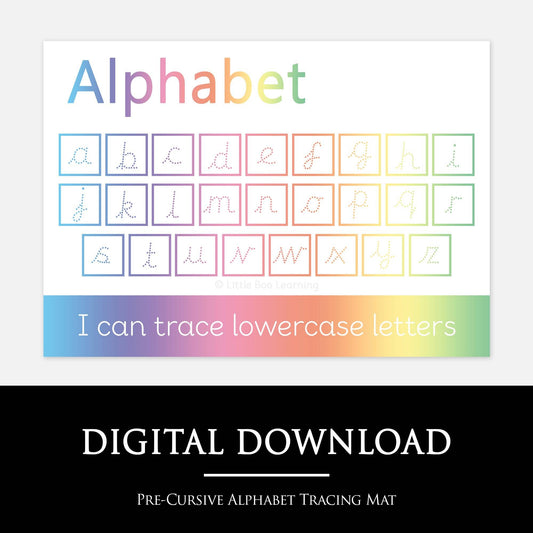 Pre-Cursive Alphabet Handwriting Practice Mat | Digital Download-Little Boo Learning-