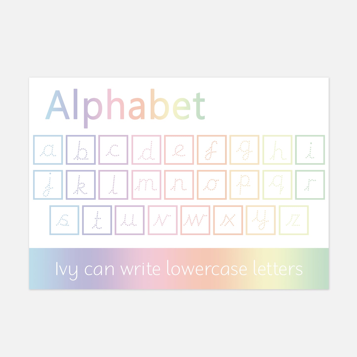 Personalised PRE-CURSIVE Lowercase Alphabet Learning Mat (WIPE CLEAN)-Little Boo Learning-Learning Mat,literacy,spelling