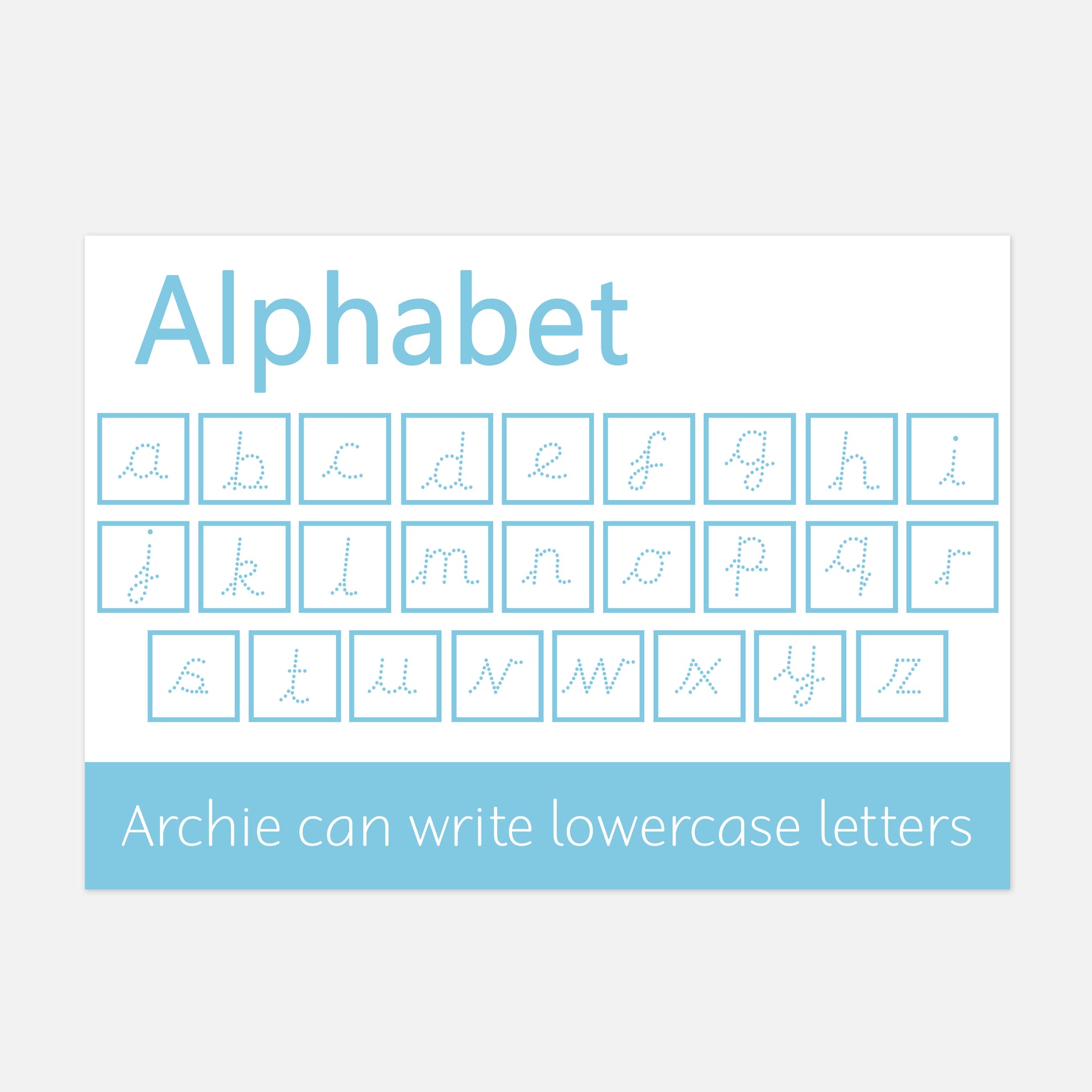 Personalised PRE-CURSIVE Lowercase Alphabet Learning Mat (WIPE CLEAN)-Little Boo Learning-Learning Mat,literacy,spelling