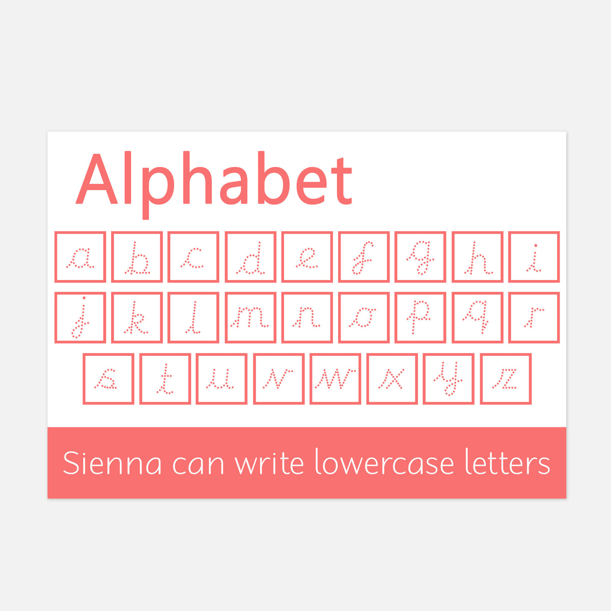 Personalised PRE-CURSIVE Lowercase Alphabet Learning Mat (Wipe Clean ...