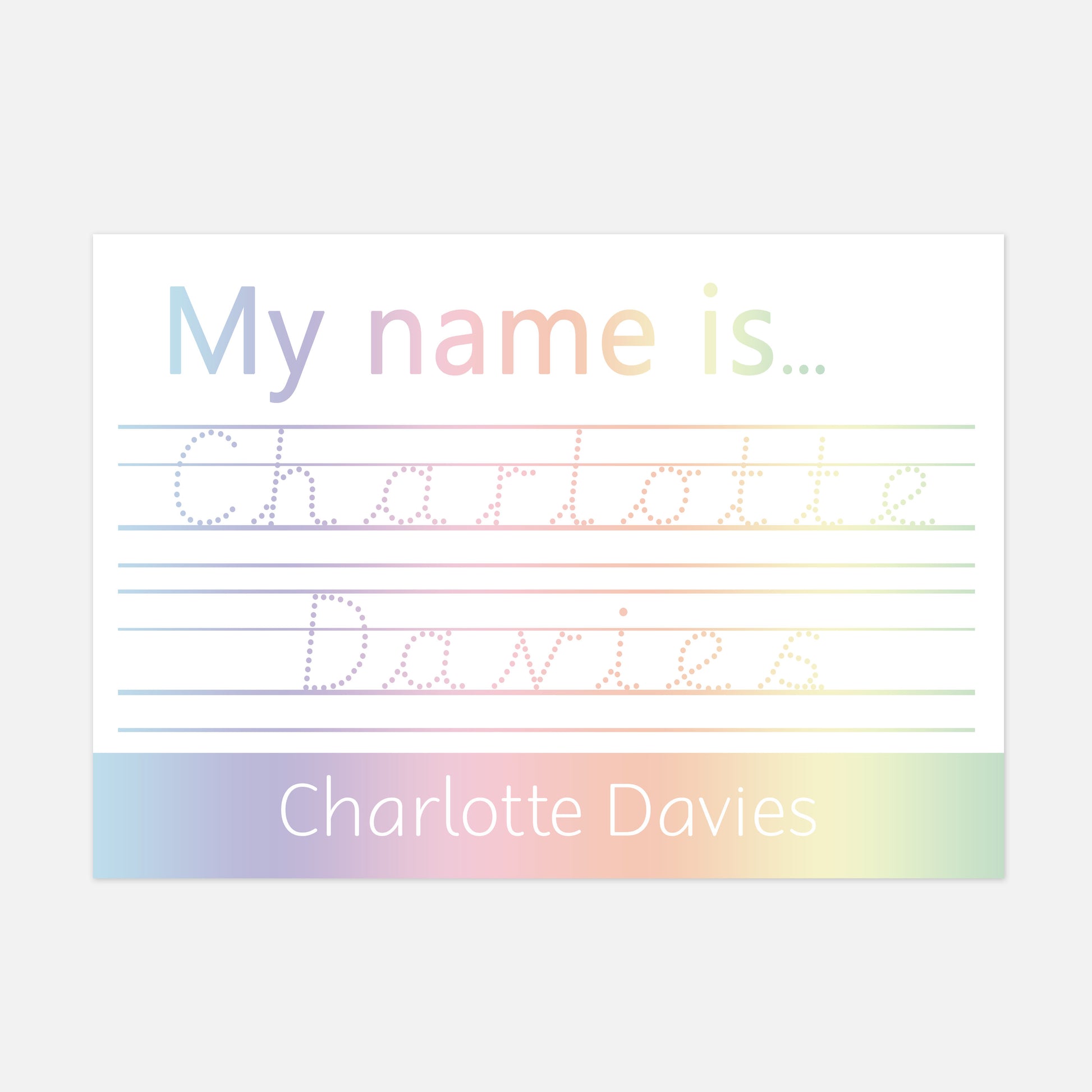 Personalised PRE-CURSIVE 'My Name is...' Spelling Mat (WIPE CLEAN)-Little Boo Learning-Learning Mat,literacy,spelling
