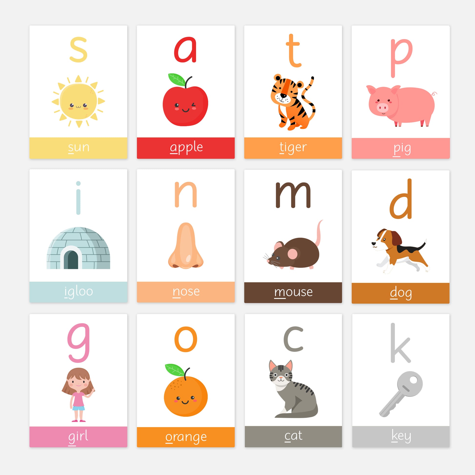 Phonics Phase 2 Pre-School / Reception Flashcards-Little Boo Learning-A6,educational,Flashcards,letters and sounds,Little Boo Learning,phase 2 phonics,phonics,toddler