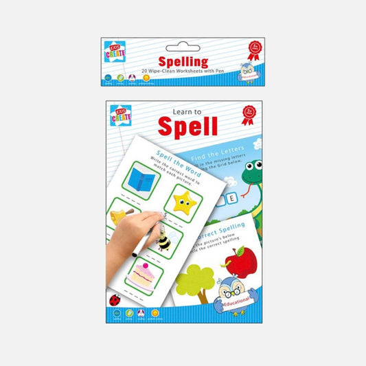 Learn to Spell (wipe clean workbook)-Little Boo Learning-literacy,spelling,wipe clean,workbook