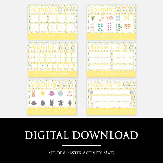 Set of 6 Easter Activity Learning Mats | Digital Download-Little Boo Learning-