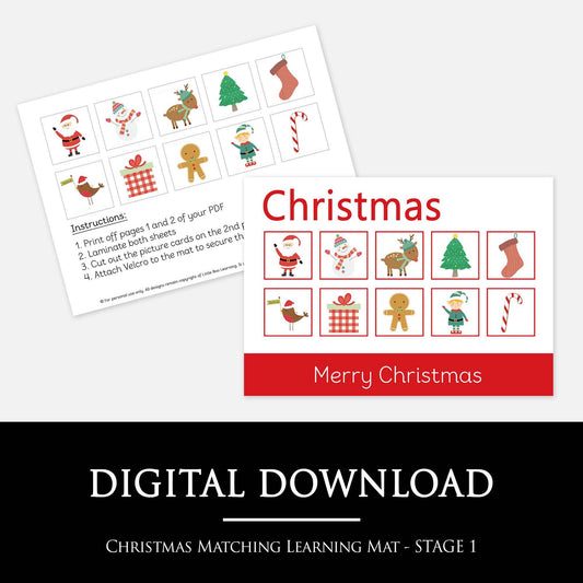 Christmas Matching Learning Mat - STAGE 1 | Digital Download-Little Boo Learning-Christmas,normal