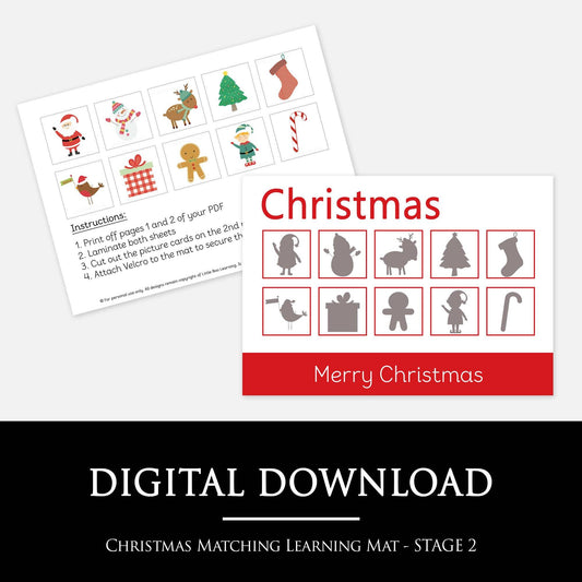 Christmas Matching Learning Mat - STAGE 2 | Digital Download-Little Boo Learning-Christmas,normal
