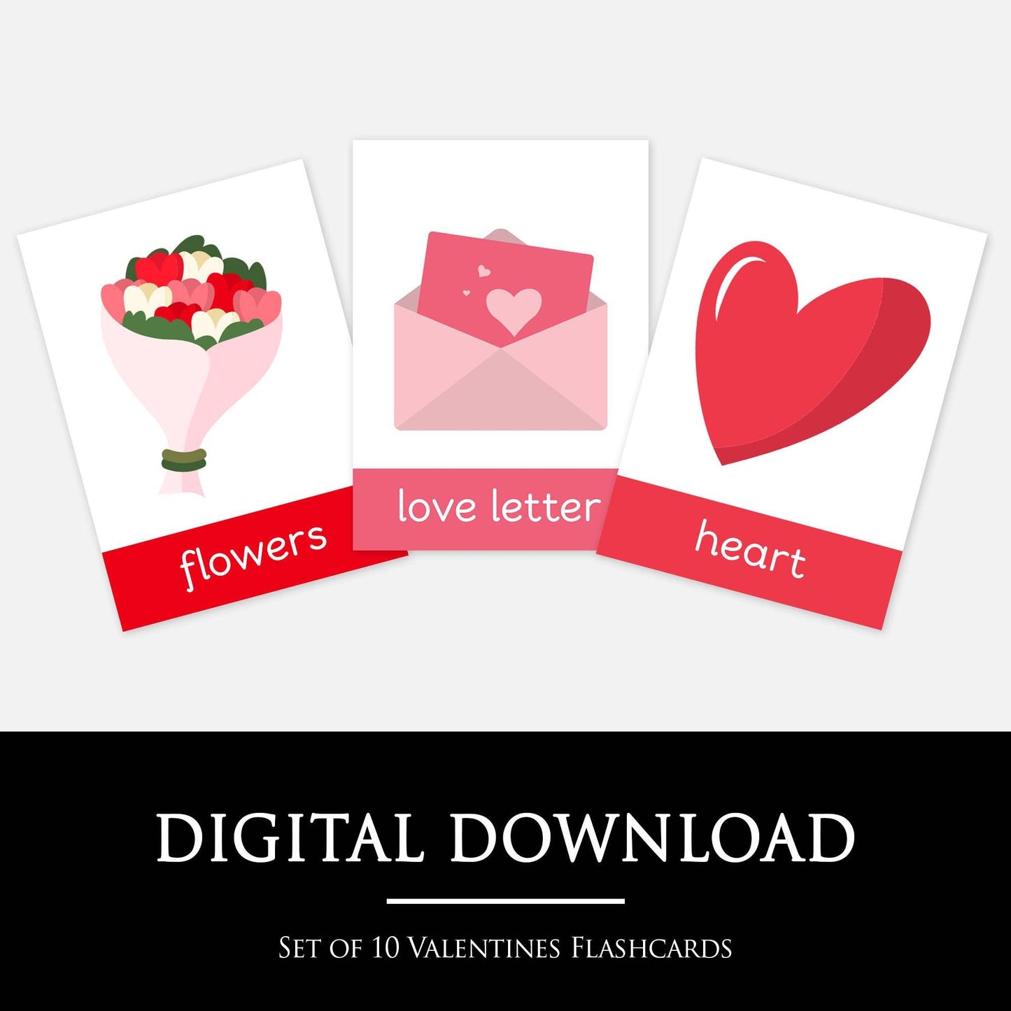 Valentines Flashcards | Digital Download-Little Boo Learning-Montessori,Valentines