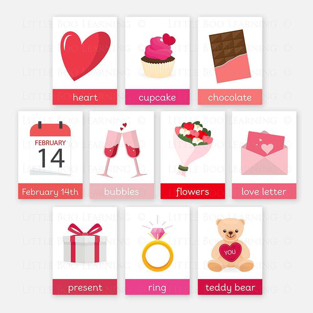 Valentines Flashcards | Digital Download-Little Boo Learning-Montessori,Valentines