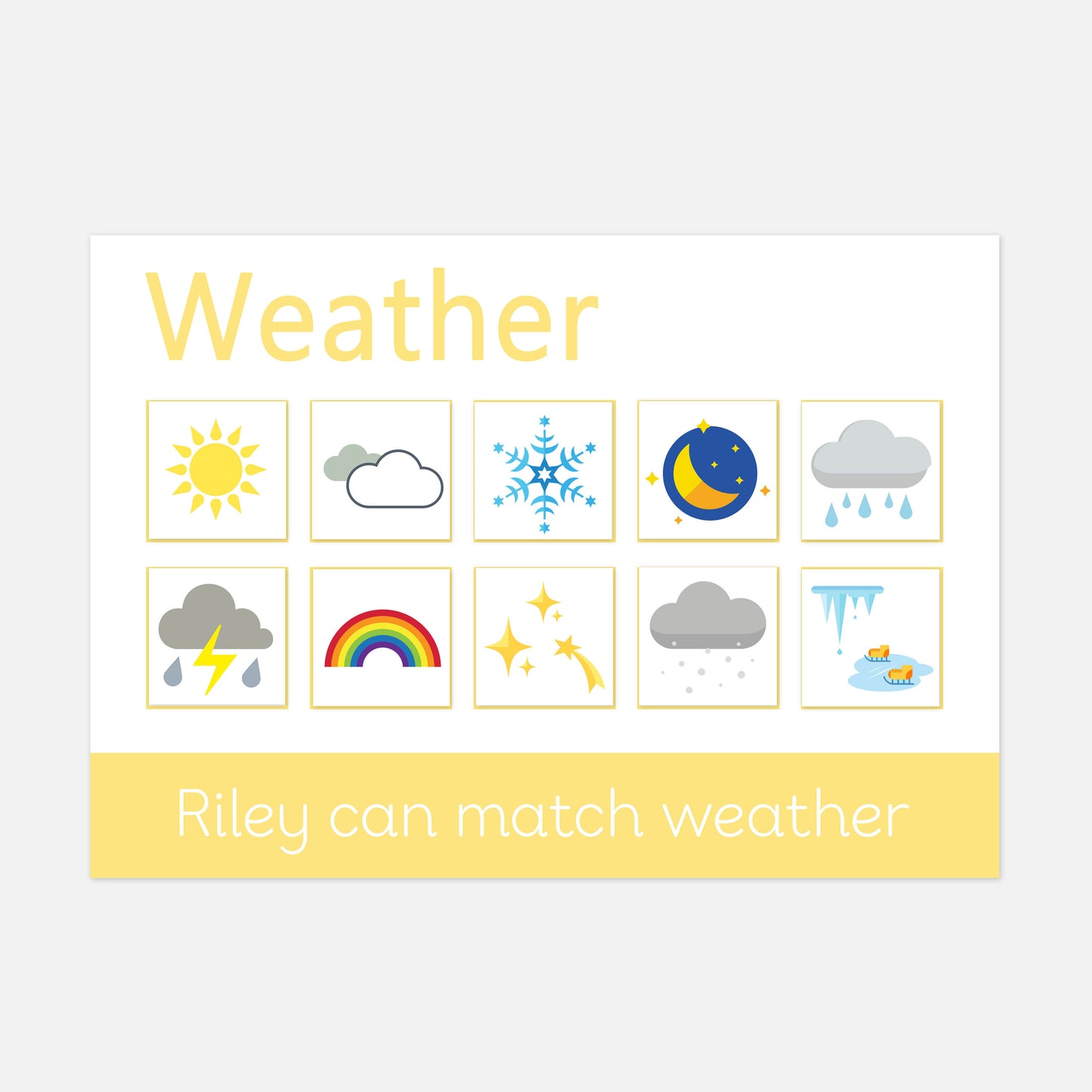 Personalised Weather Learning Mat (Stage 1 - Pictures)-Little Boo Learning-Learning Mat