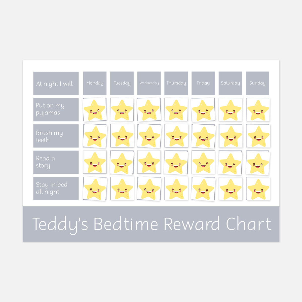 MOglie Personalised Bedtime Night Time Routine Reward Chart For Kids – With Stickers – Peppa Pig Theme