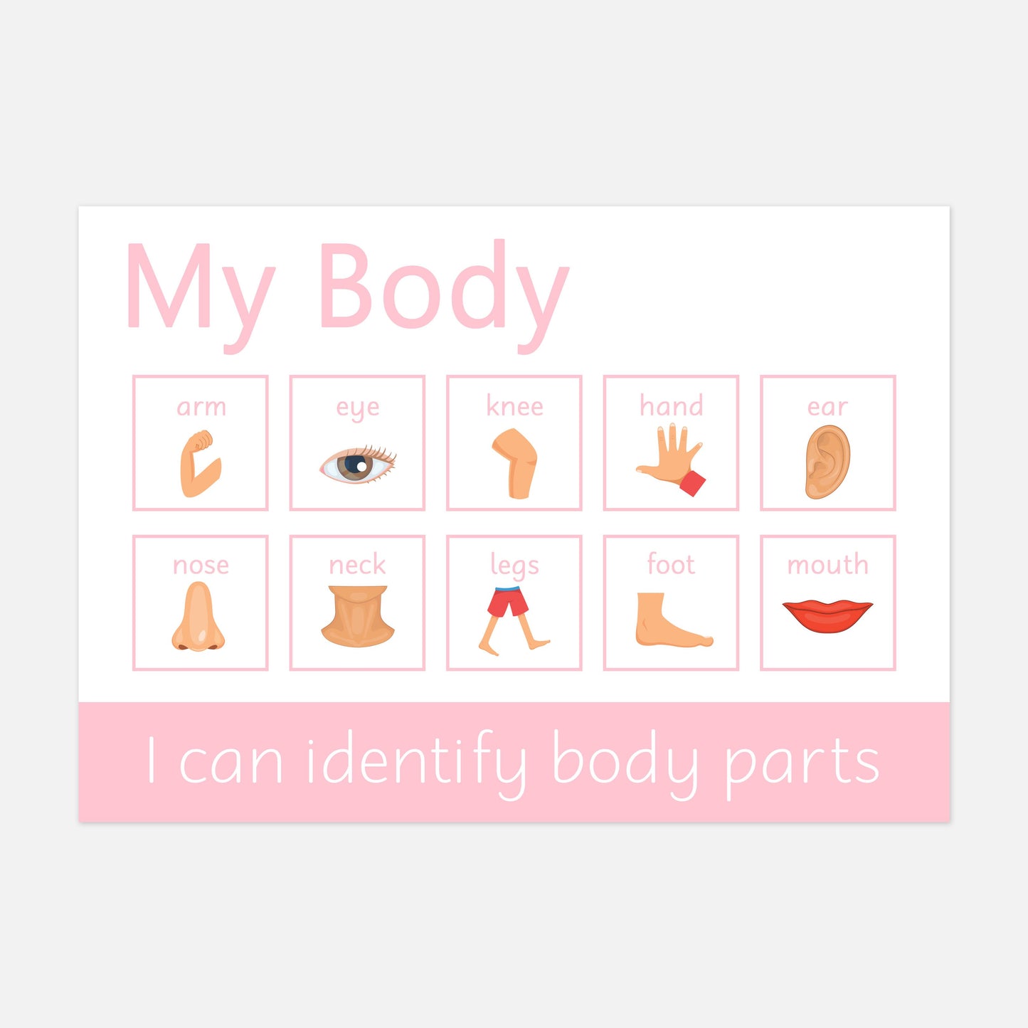 Personalised 'My Body' Word Mat <br /> <br /> More colours available-Little Boo Learning-body,body parts,Learning Mat,learning mats,my body