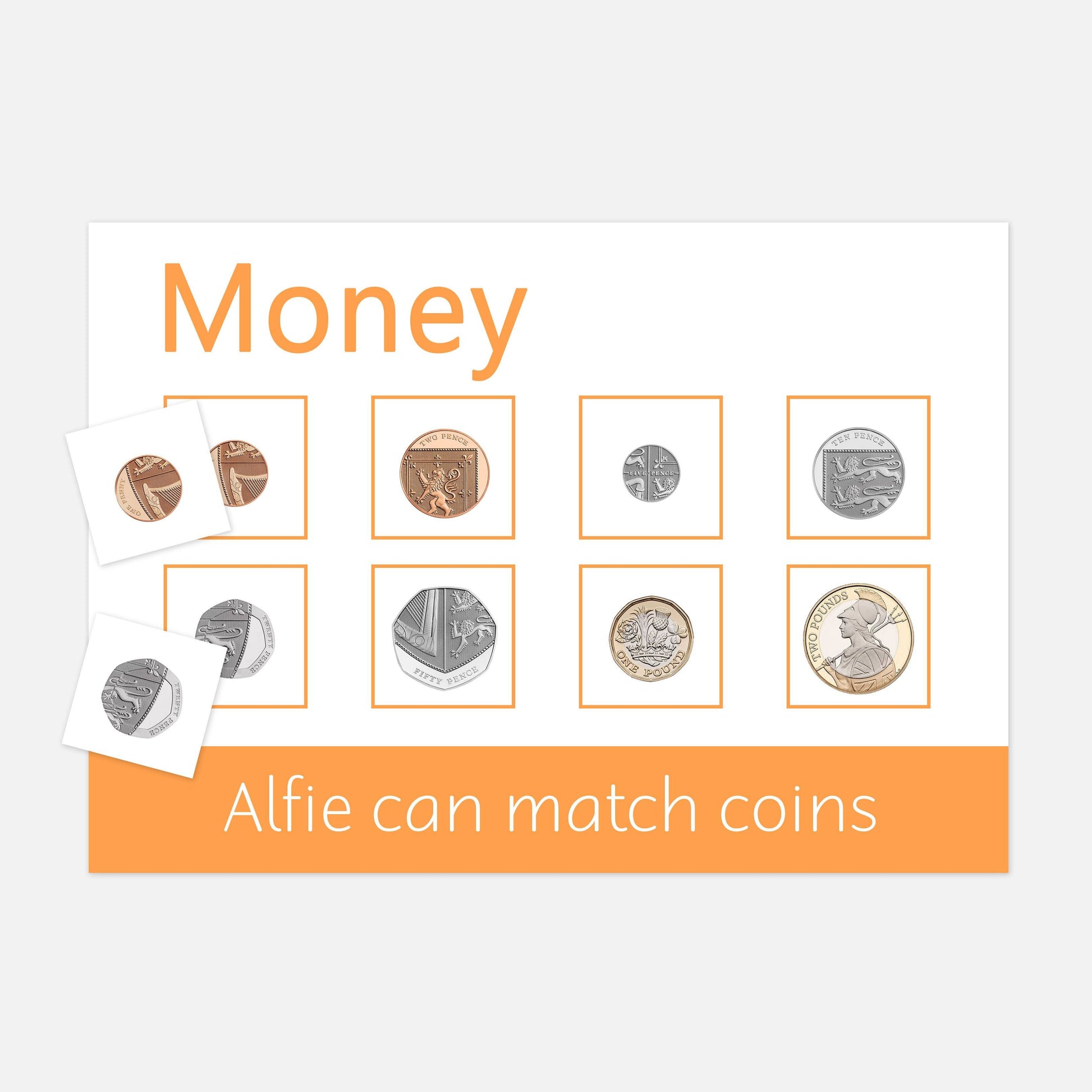 Personalised Coins Learning Mat (Version 1 - Pictures)-Little Boo Learning-Learning Mat,learning mats,money