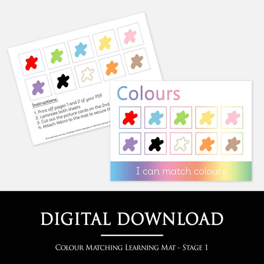 Colour Matching Learning Mat - STAGE 1 | Digital Download-Little Boo Learning-