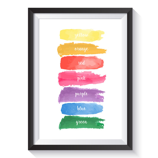 Painted Colours Print A4-Little Boo Learning-A4,A5,Colours,Nursery,Playroom,prints,Rainbow