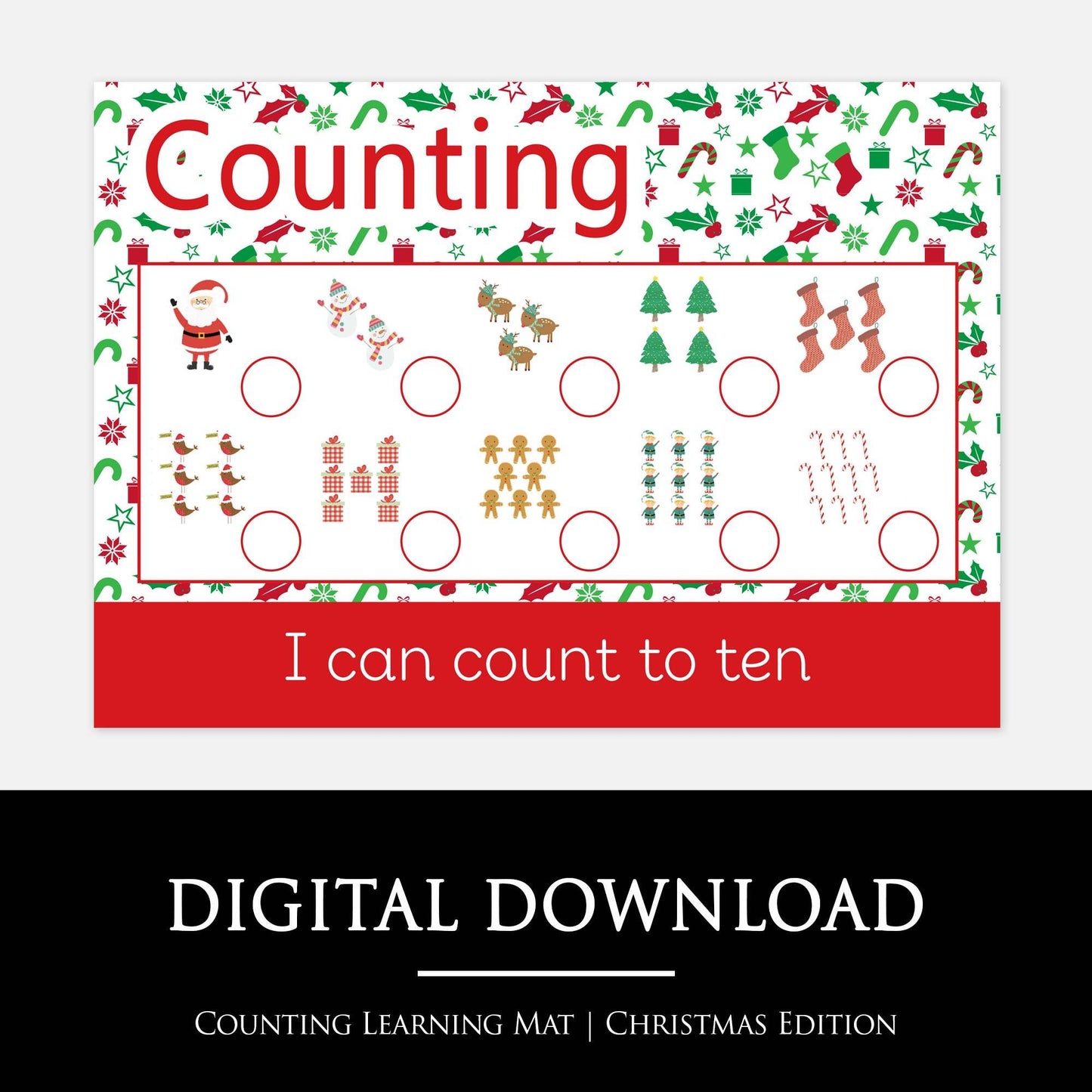 Christmas Counting Learning Mat | Digital Download-Little Boo Learning-Christmas,normal