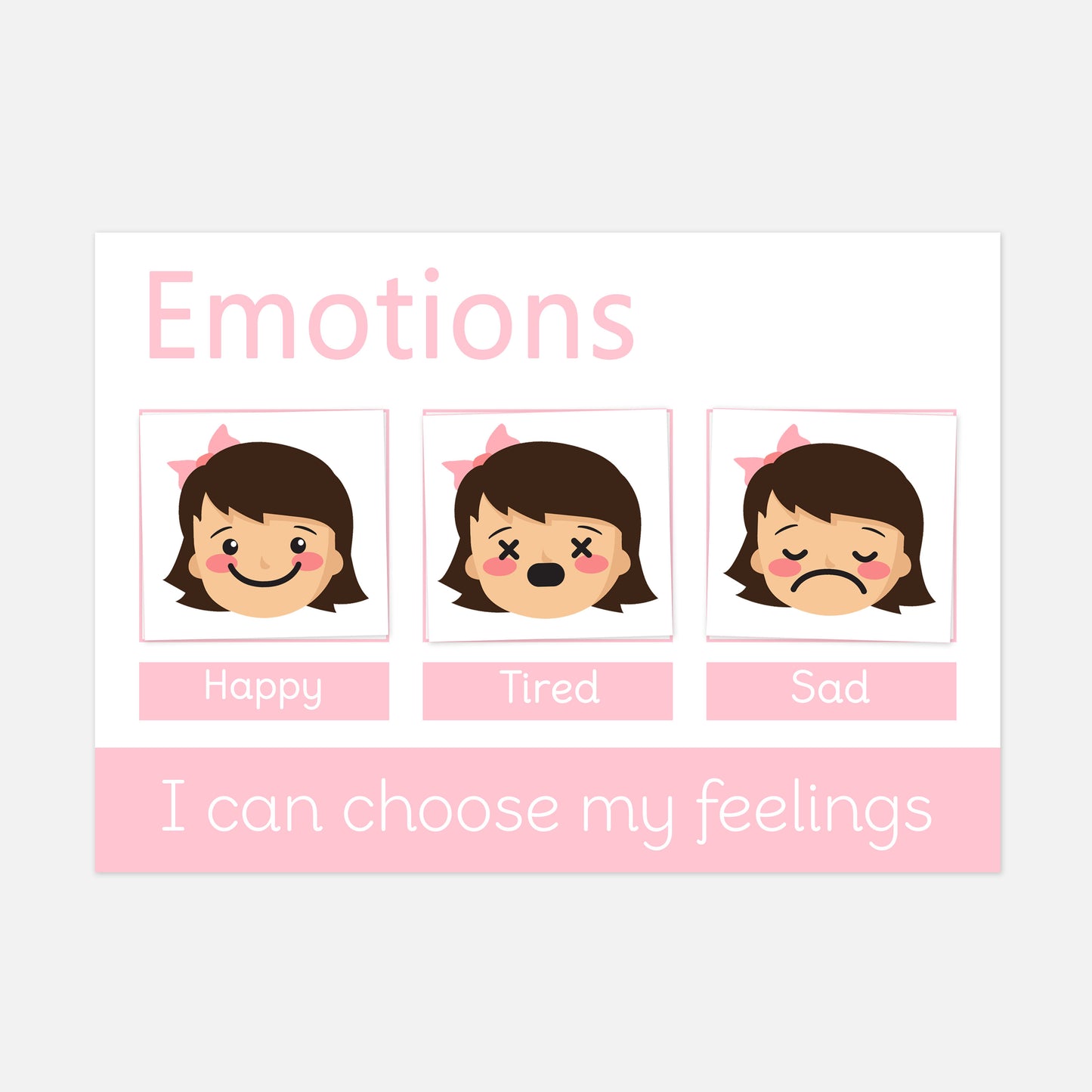 Happy, Sad & Tired Emotions & Feelings Learning Mat-Little Boo Learning-learning mat