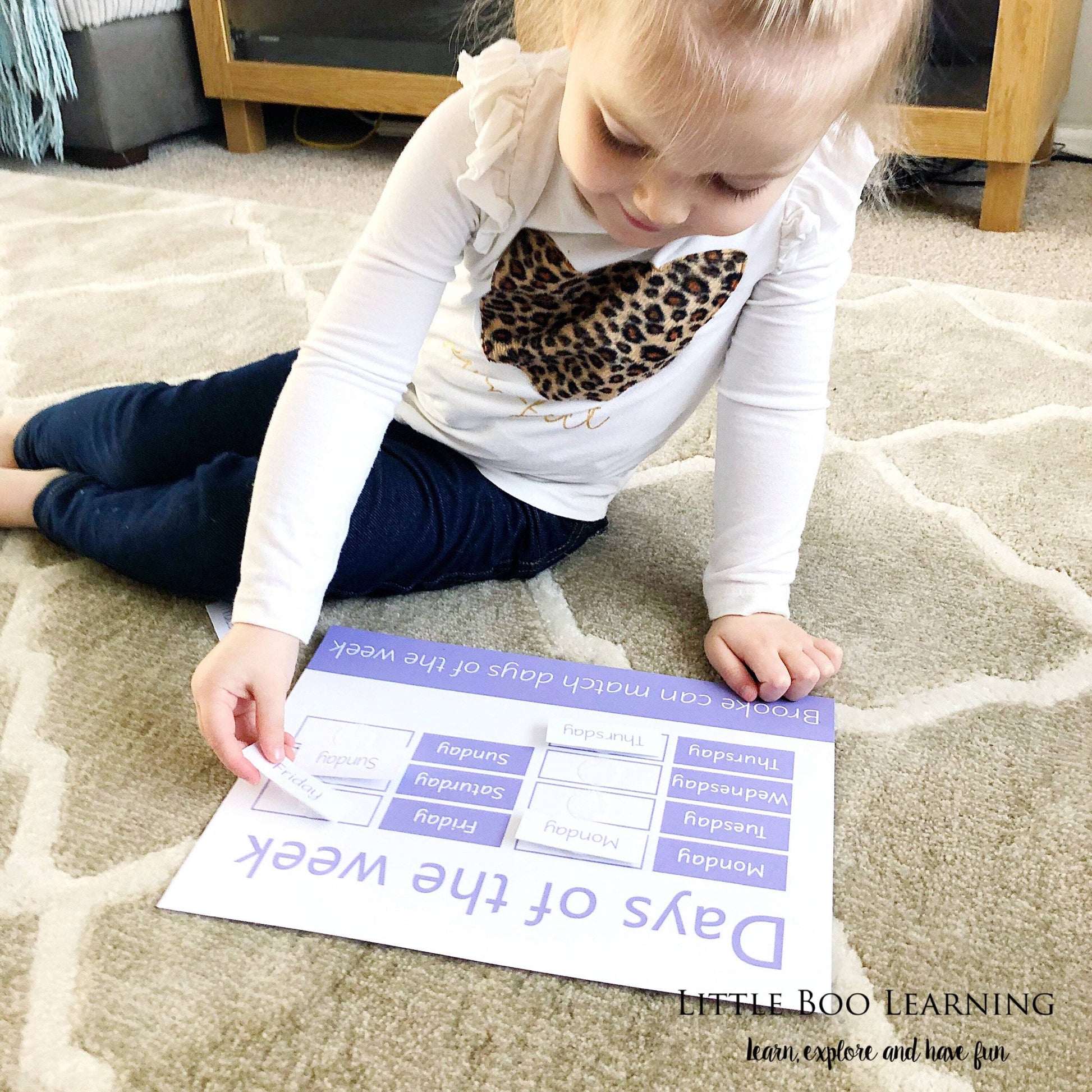 Personalised Days of the week Learning Mat-Little Boo Learning-Learning Mat