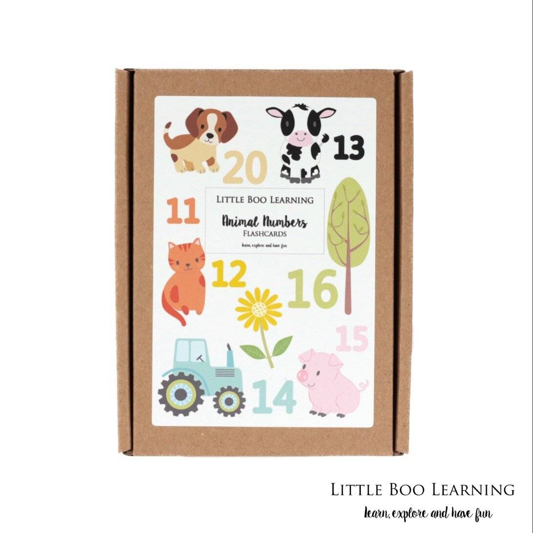 Numbers 11-20 Flashcards-Little Boo Learning-11-20,farmyard,flashcards,keepsake box,numbers,personalised