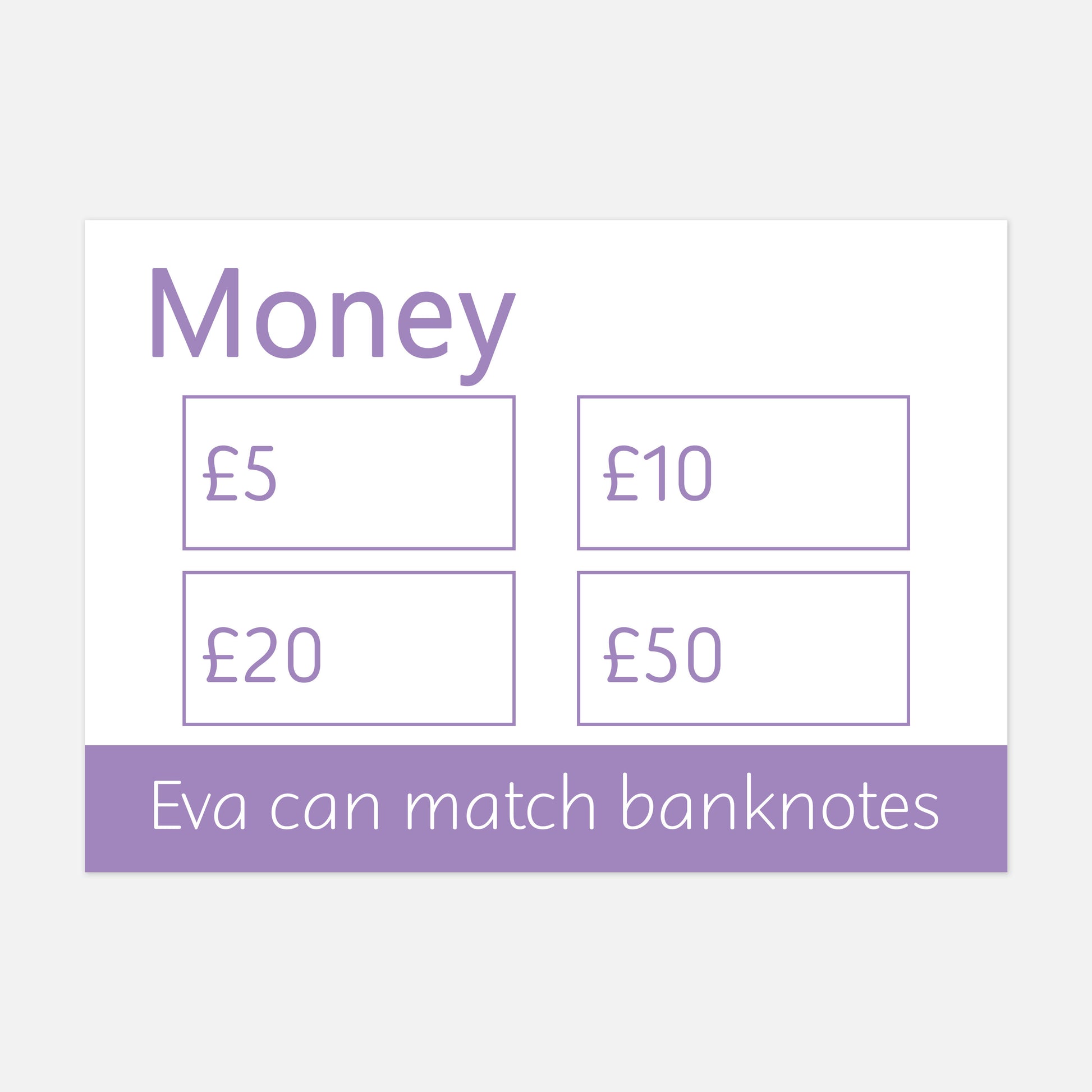 Personalised Banknotes Learning Mat (Version 2 - Denominations)-Little Boo Learning-Learning Mat,learning mats,money