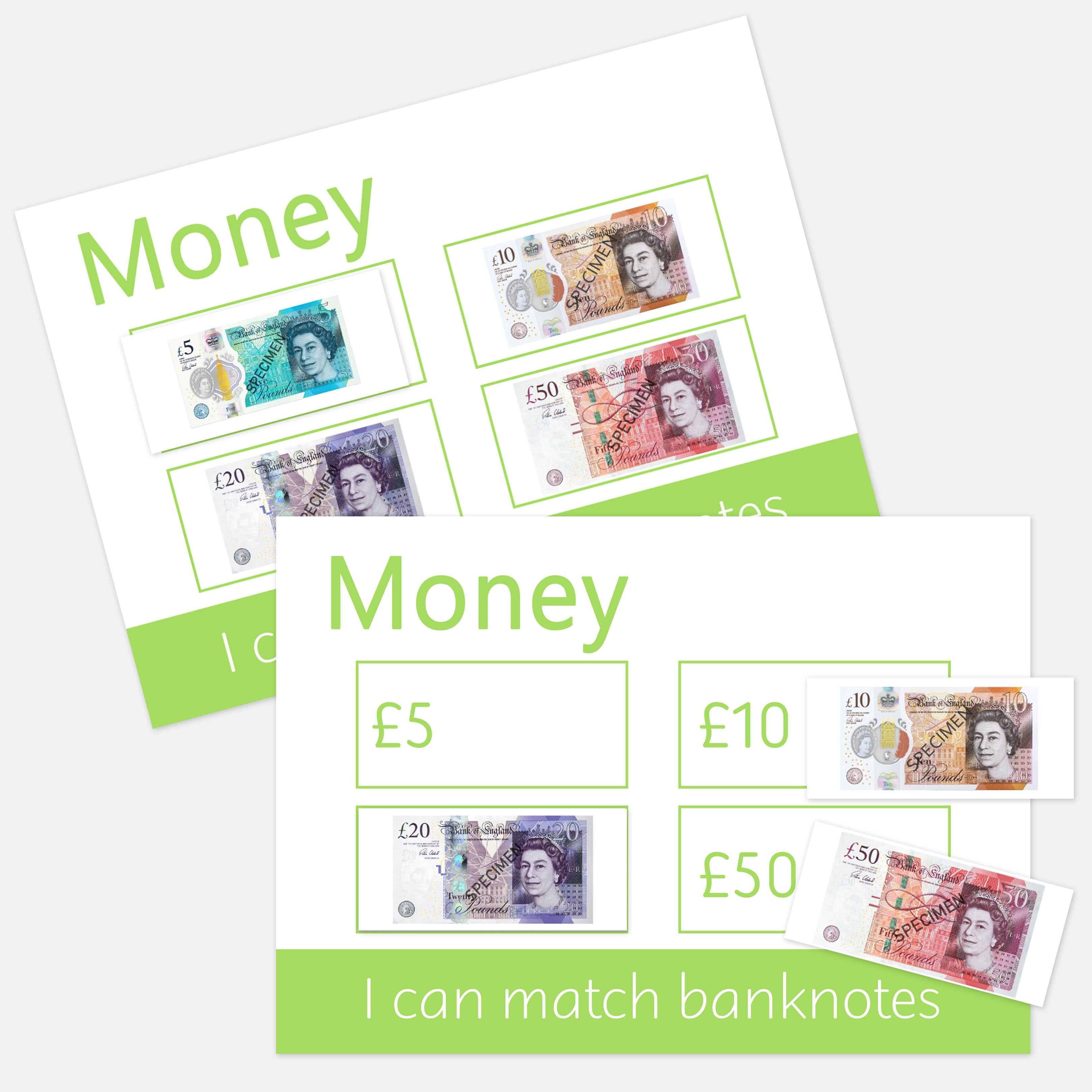 Bank Notes For Lesson 2 Pack Banknotes Learning Mat Set | Toddler Learning Resouces | EYFS ...