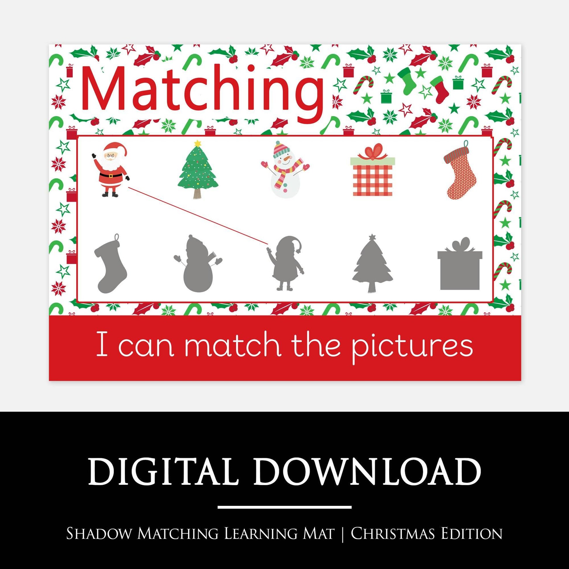 Christmas Shadow Matching Learning Mat | Digital Download-Little Boo Learning-Christmas,normal