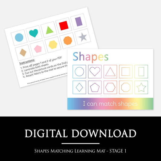 Shapes Matching Learning Mat - STAGE 1 | Digital Download-Little Boo Learning-