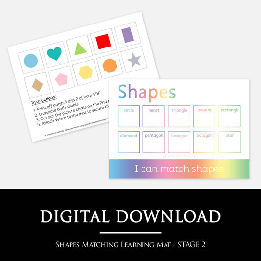 Shapes Matching Learning Mat - STAGE 2 | Digital Download-Little Boo Learning-