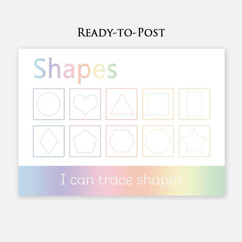 READY-TO-POST Set of 6 Wipe Clean Learning Mats (PASTEL RAINBOW)-Little Boo Learning-
