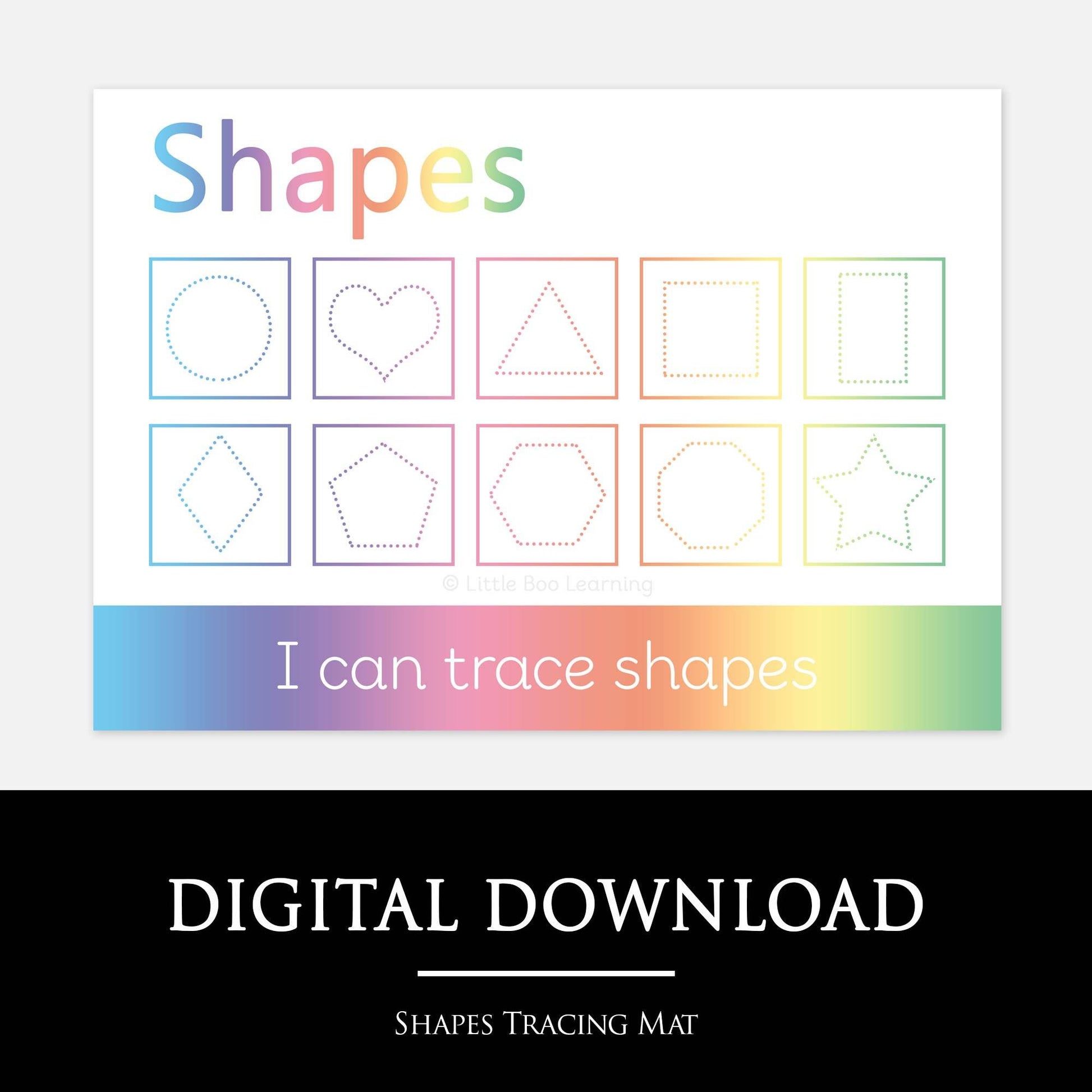 Shapes Tracing Learning Mat | Digital Download-Little Boo Learning-