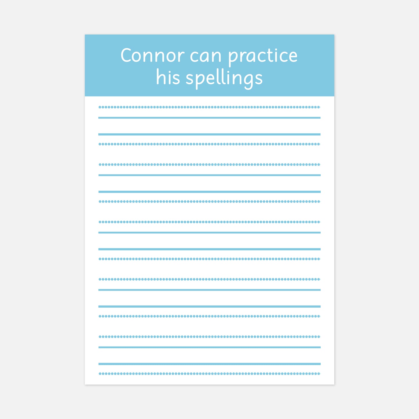 Spelling Practice Mat (WIPE CLEAN) - 5 Lines-Little Boo Learning-learning,Learning Mat,learning mats,Little Boo Learning,personalised,spelling,spellings