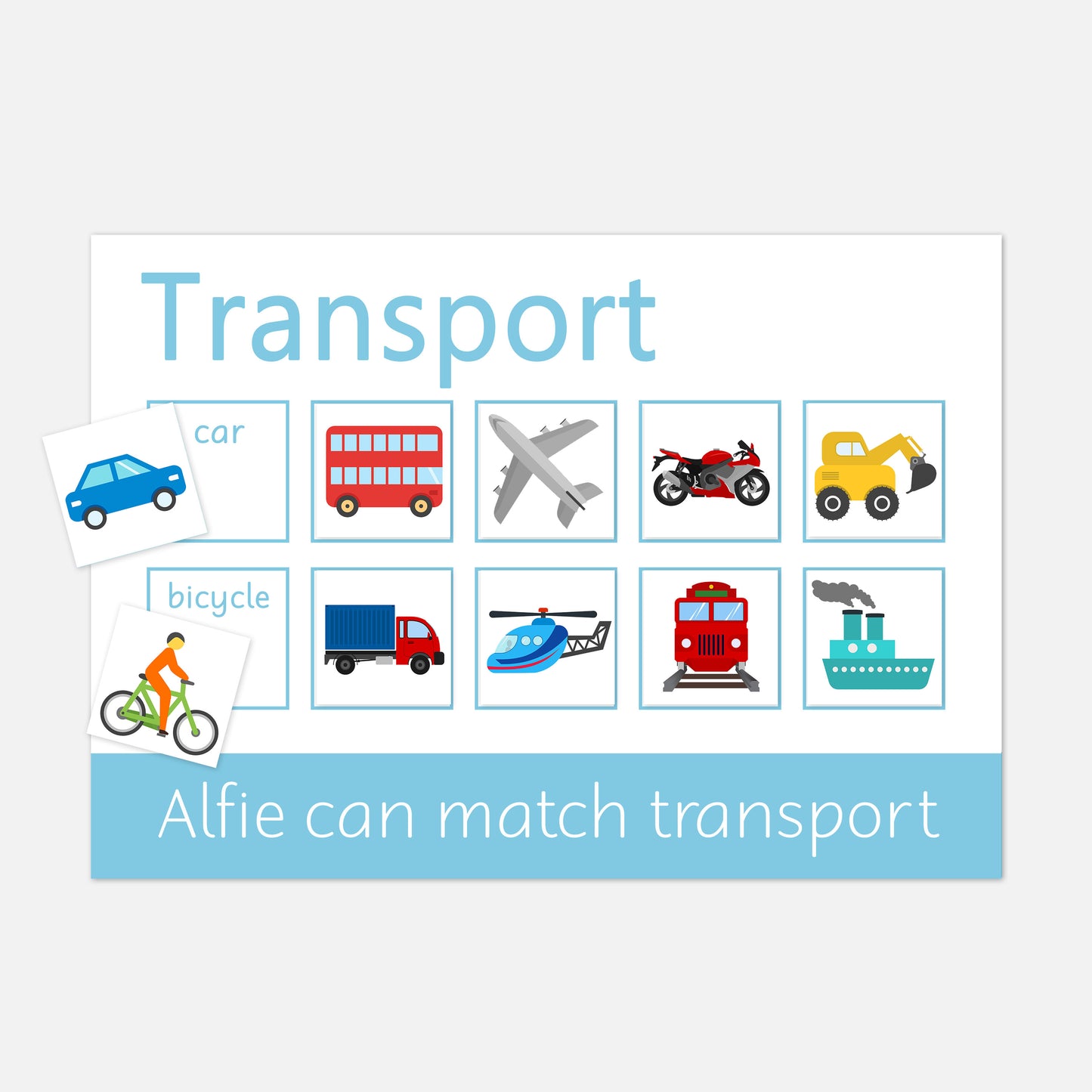 Personalised Transport Learning Mat-Little Boo Learning-holiday,learning,Learning Mat,toddler