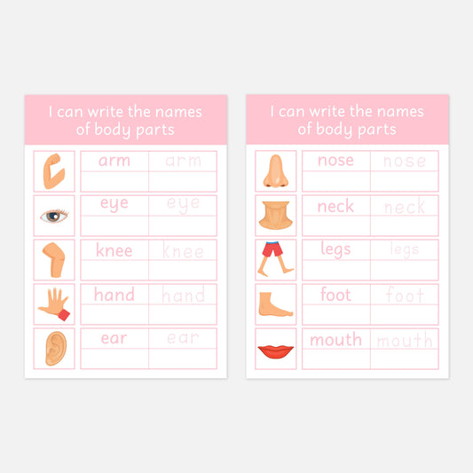 Personalised 'My Body' Read-Trace-Write Wipe Clean Learning Mats (2 Pack)-Little Boo Learning-body,body parts,Learning Mat,learning mats,my body